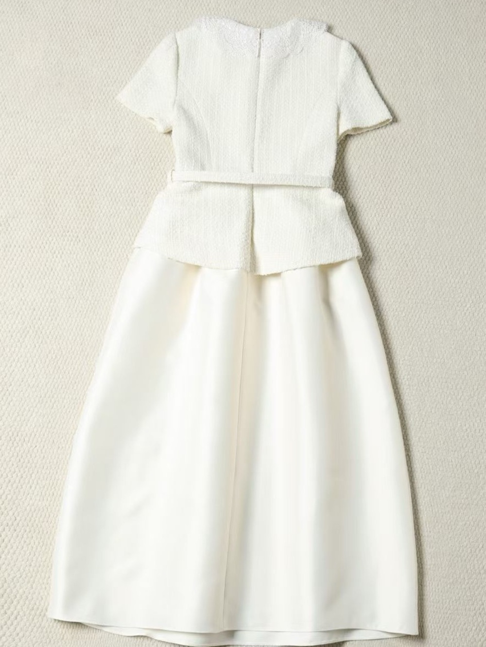 NWOT Self-Portrait CREAM BOUCLE TAFFETA MIDI DRESS - Picture 10 of 15